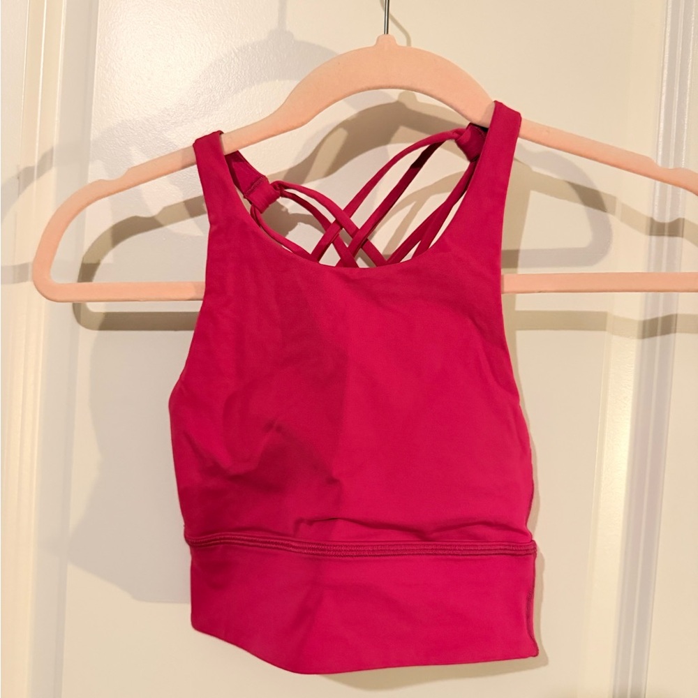 lululemon athletica Strappy High-Neck Sports Bra - Hot Pink